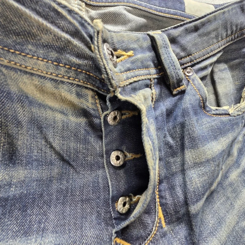 Diesel Jeans Mens 32x32 Blue Larkee Regular Straight Distressed Button Fly 0806W